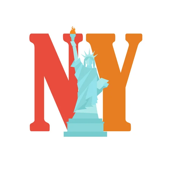 Nueva York concepto, Estatua de la libertad diseño plano — Vector de stock