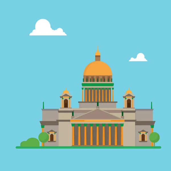 サンクトペテルブルク フラット デザイン雲とイサク大聖堂 — ストックベクタ