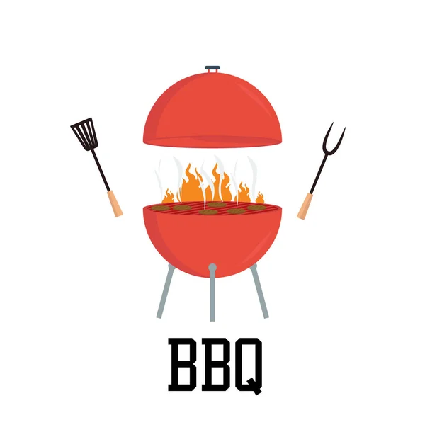 Kırmızı Barbekü kavramı. Düz Barbekü partisi mangal partisi