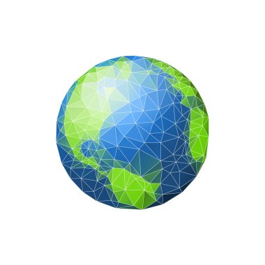 Düşük Poli Earth'te. Gezegen yeşil okyanus