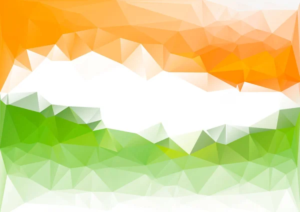 Drapeau indien bas fond poly. Orange vert blanc — Image vectorielle