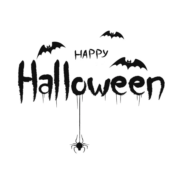 Felice concetto di Halloween. Cartolina di sfondo. Pipistrelli ragni e testo spaventoso — Vettoriale Stock