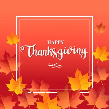 Mutlu Şükran günü kırmızı arka plan ile akçaağaç yaprakları
