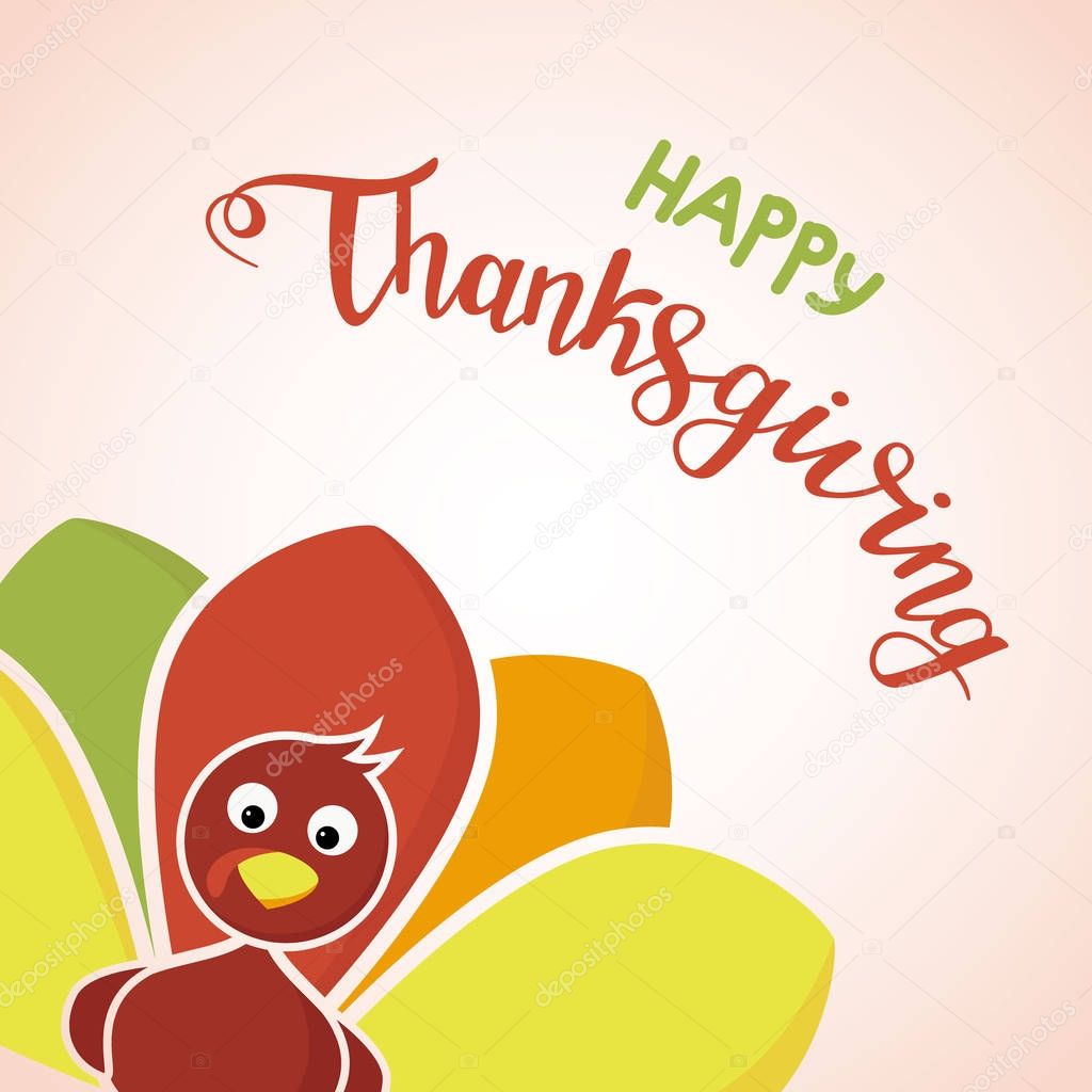 Happy thanksgiving day concept. Funny colorful turkey banner