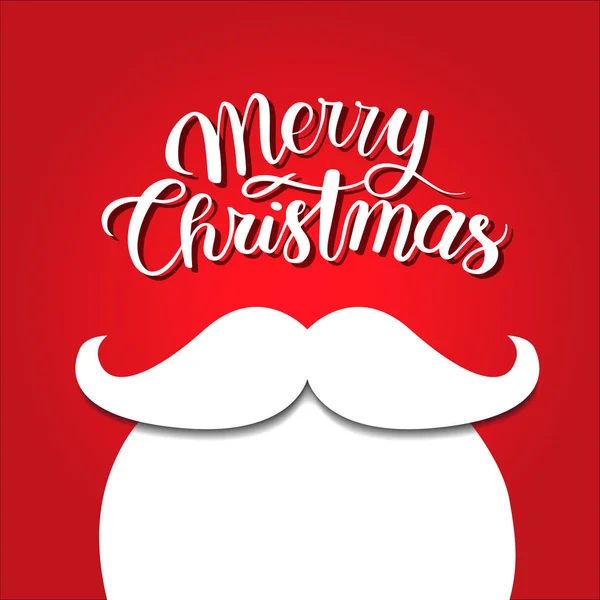 White beard on red background. Merry christmas concept. Santa mustache. New year holidays — Stock Vector