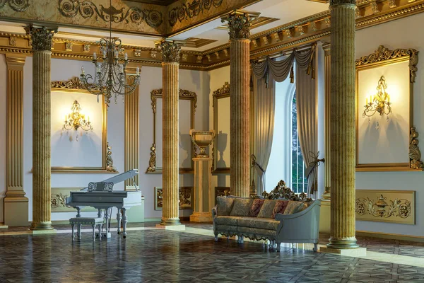 O salão de baile e restaurante em estilo clássico. Renderização 3D . — Fotografia de Stock