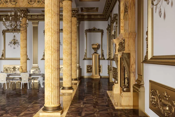 Balo salonu ve Restoran klasik tarzı. 3D render.