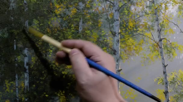 Artista trabajando en la pintura — Vídeos de Stock