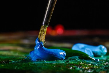 Sanat yağlı boya çekim yakın çekim