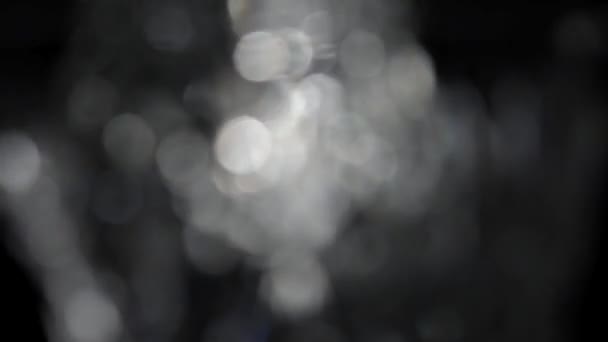 Bokeh Mouvement Défocus Flou Lumière Clignotante Sur Fond Noir — Video