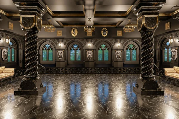 Klasik stili salonda 3D render