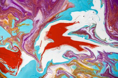 Dökülen boyanın soyut renkli arkaplanı yakın plan