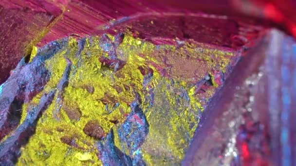 Cristal Pirita Iluminado Por Luz Colores Fondo Color Abstracto — Vídeo de stock
