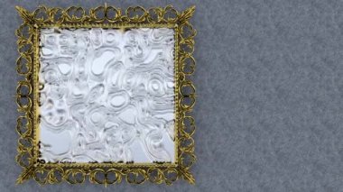 Gri arkaplanda animasyon olan bir çerçevedeki soyut resim. 3d hazırlayıcı