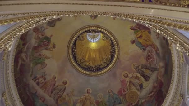 Petersburg Russia February 2020 Isaac Cathedral Beautiful Interior Murals Sculptures — Stock Video