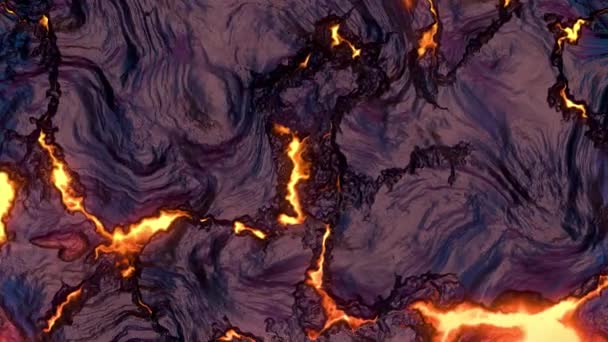 Varm magma flödar och rör sig. Närbild. 3D-återgivning — Stockvideo
