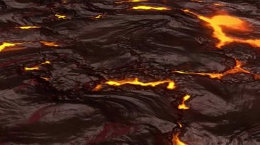 Sıcak magma akar ve hareket eder. Yakın plan. 3d hazırlayıcı