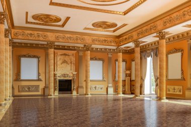 Klasik tarzda balo salonu ve restoran. 3B biçimlendirme iç modeli