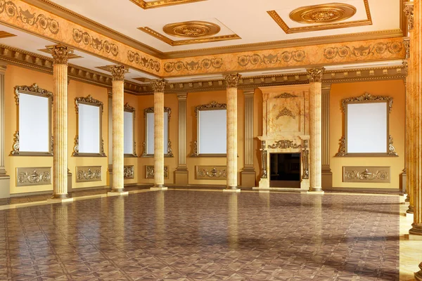 Бальный зал и ресторан в классическом стиле. 3D визуализация интерьера макет — стоковое фото