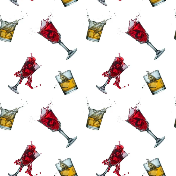 Splashing Liquid Glass White Background Seamless Pattern — Stock Photo, Image