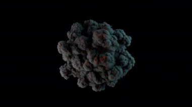 Şeffaf bir arkaplanda bir patlamanın taklidi. 3D görüntüleme, alfa kanalı