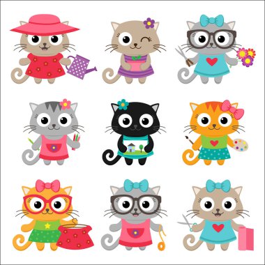 Farklı Hobiler ile kedi kız