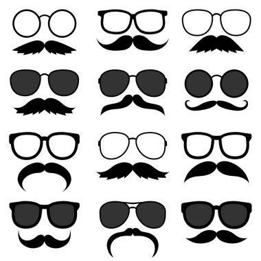 Vektör hipster bıyıklar ayarla