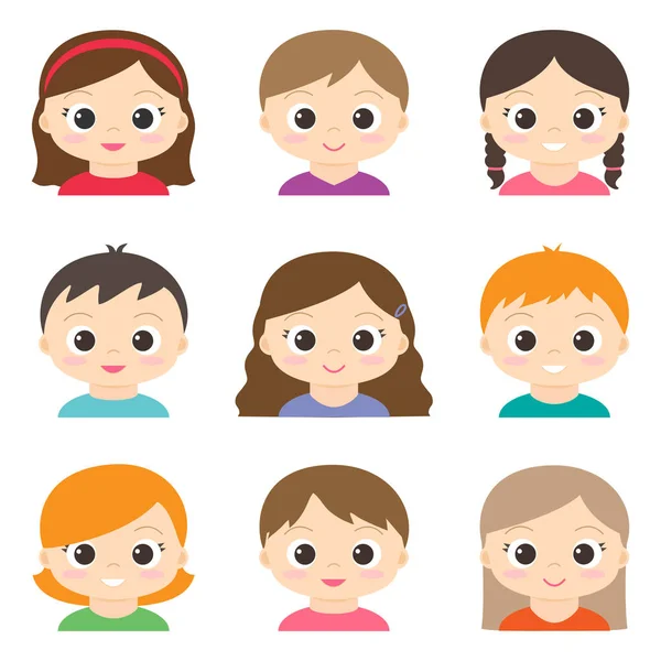 Set of vector cute girls and boys — Stock Vector