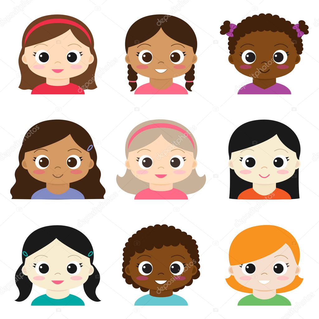 Conjunto de vectores de chicas de diferentes dibujos animados — Vector