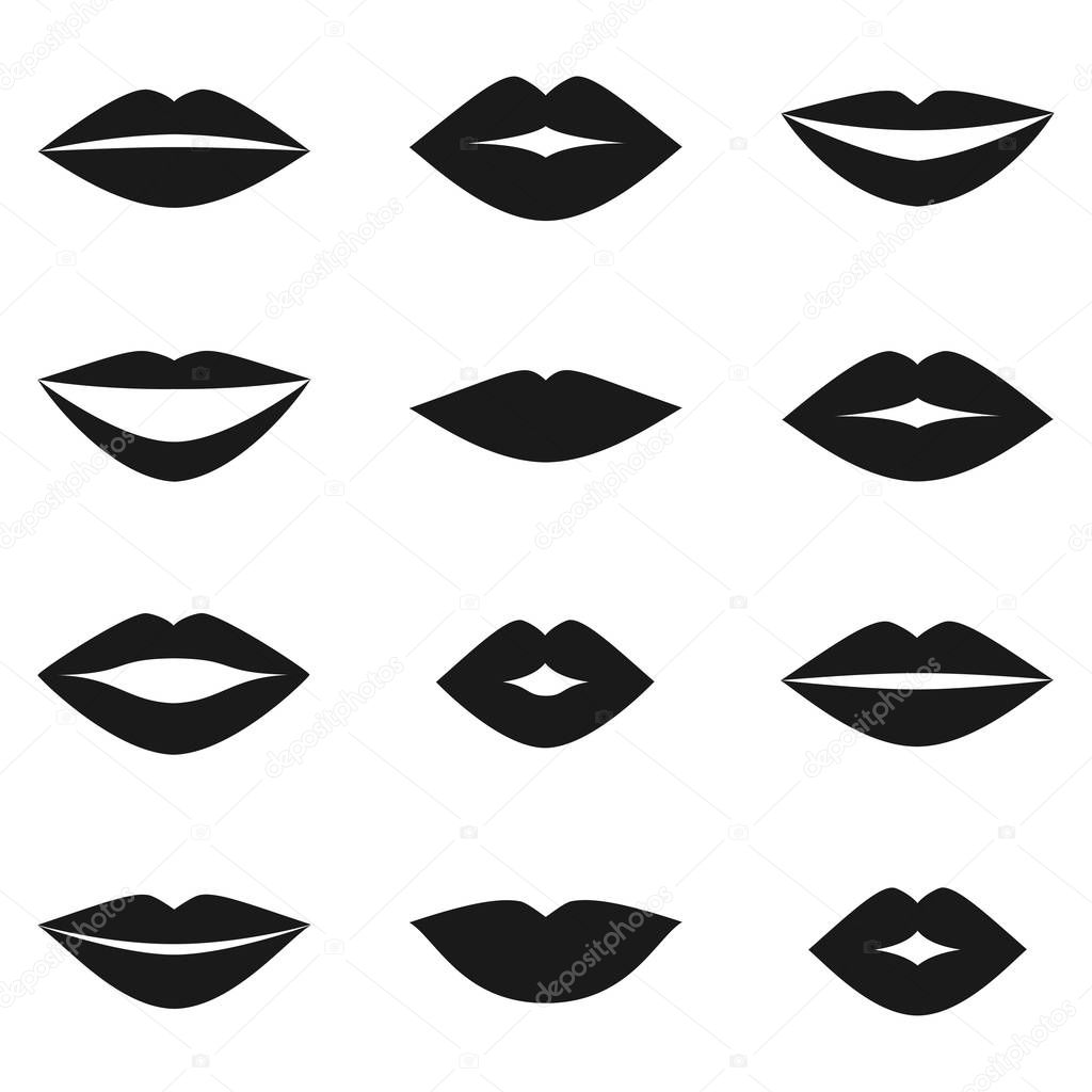 Different womens lips vector set