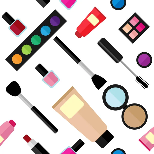 Vektor mönster med olika kosmetiska produkter — Stock vektor