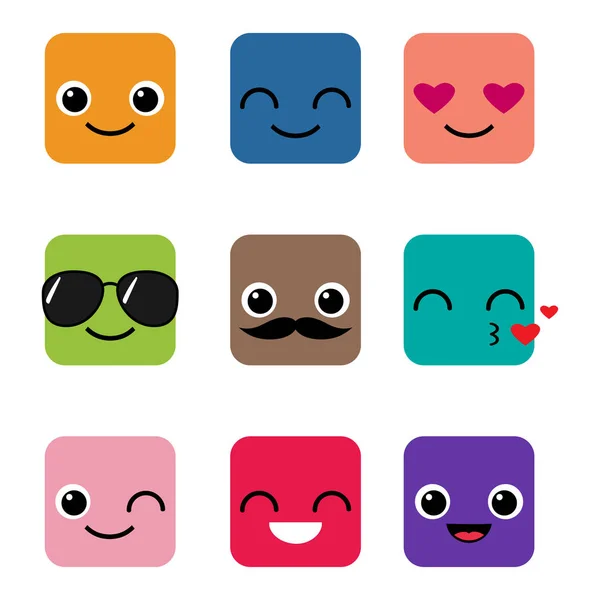 Set vettore emoji felice — Vettoriale Stock