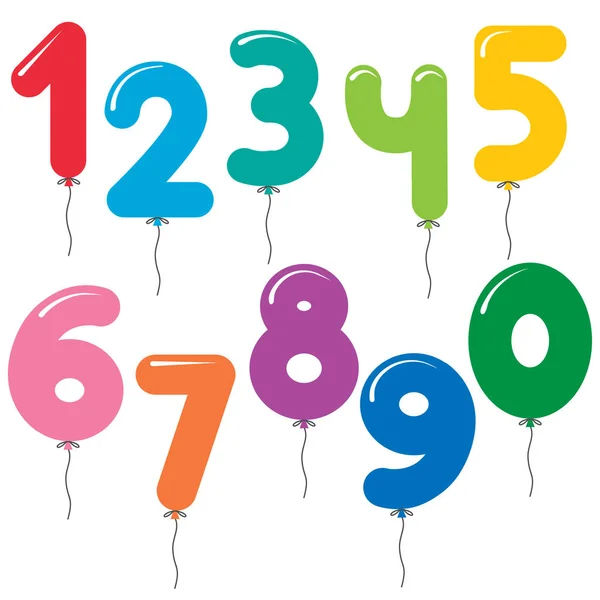 Conjunto vectorial de globos coloridos en forma de número — Vector de stock
