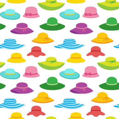 Vektör yaz şapka ile seamless modeli