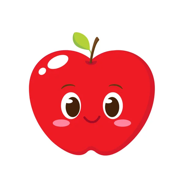 Bonito emoticon personagem de maçã feliz — Vetor de Stock