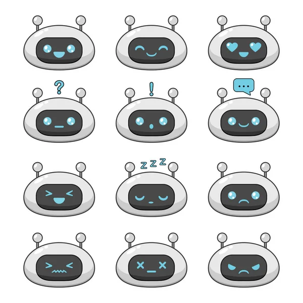 Niedliche cartoon Roboter emoji set — Stockvektor