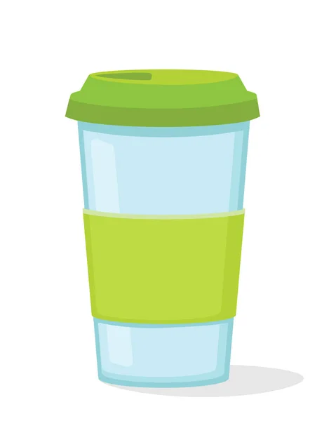 Reusable coffee cup eco friendly mug — Stock Vector