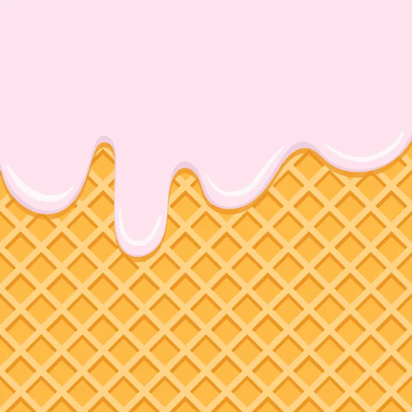 Creme Fluindo Waffel Fundo Vetorial Derretendo Creme Rosa Textura Wafer —  Vetores de Stock