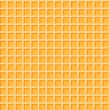 Sarı waffle kusursuz vektör deseni. Çizgi film gofreti tekrarlanan arkaplan. Dondurma külahı dokusu