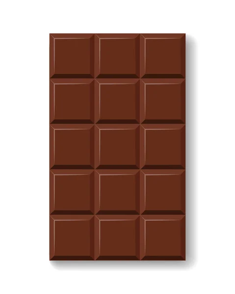 Schwarze Schokoriegel Ausgepackt Quadratische Stücke Vollmilchschokolade Illustration Des Kakao Vektors — Stockvektor