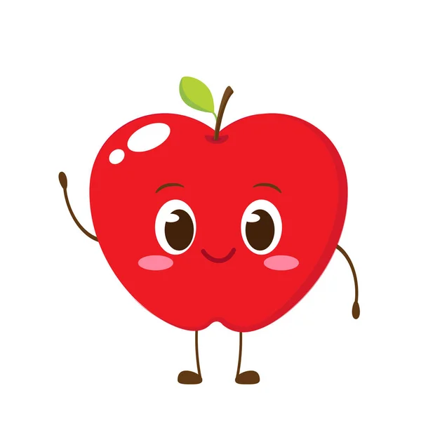 Милий Щасливий Яблучний Персонаж Привіт Літня Листівка Смішний Мультяшний Смайлик — стоковий вектор