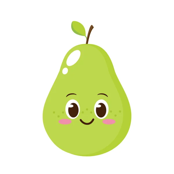 Mignon Personnage Poire Heureuse Drôle Dessin Animé Sourire Poire Emoticon — Image vectorielle