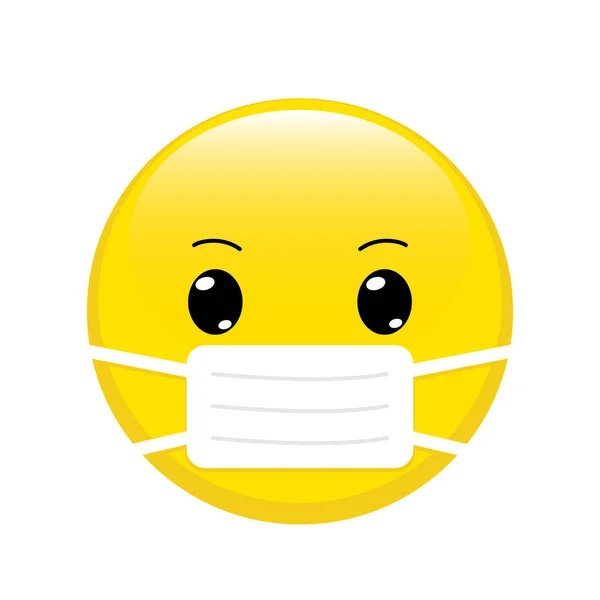 Karikatur Emoji Mit Mundmaske Gelbes Emoticon Mit Chirurgischer Maske Auf — Stockvektor