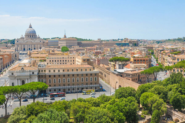 Aerial panorama of Vatican City in Rome in Italy