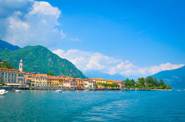 Cruise by the old town of Menaggio in Lombardy, Italy