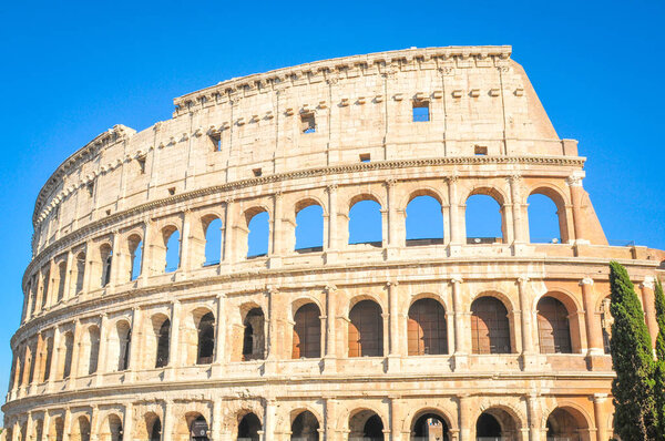 Architectural detail of Colosseum in Rome, Italy