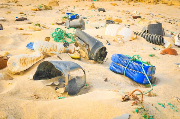 Pollution concept with plastic bottles — Stock Photo, Image