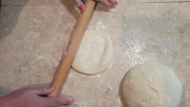 Kuchen mit Käse und Kräutern mit dem Kind backen. — Stockvideo