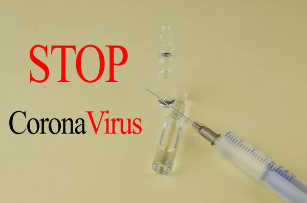 Coronavirus 2019 Durdurun Ğneler Virüs Hapları Metin Için Alanı Kopyala Stok Fotoğraf