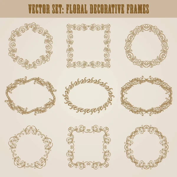 Vector set of gold decorative borders, frame — Stock Vector